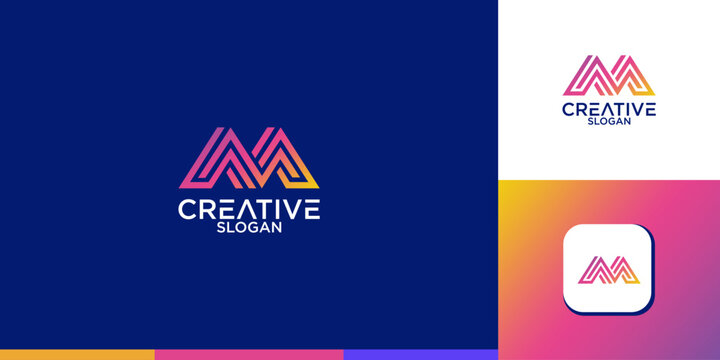 initial letter m abstract monogram logo vector design