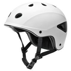 Fototapeta premium A white helmet on black back isolated on transparent background