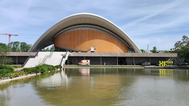 Exterior view of the Haus der Kulturen der Welt (House of World Cultures) in Berlin, Germany&rsquo;s national center for the presentation and discussion of international contemporary arts.