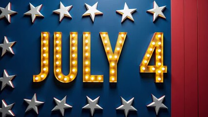 independence day usa, 4th of july celebration in the united states, 4th of july text on blue background with white stars and red stripes, patriotism and independence holiday - Powered by Adobe