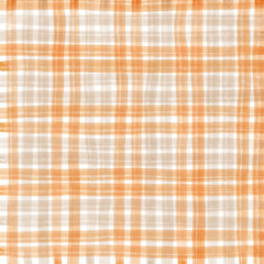 Orange Brown Beige Plaid Gingham Check Hand Drawn Background Pattern