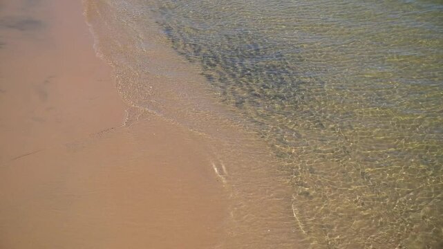 Serene Beach Scene Sandy Shore Meets Crystal Clear Shallow Water