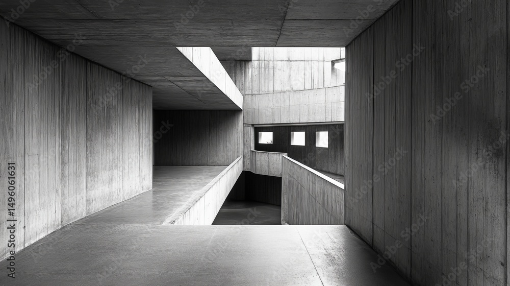 Poster modern concrete architecture abstract building design grey monochromatic minimalist interior structu