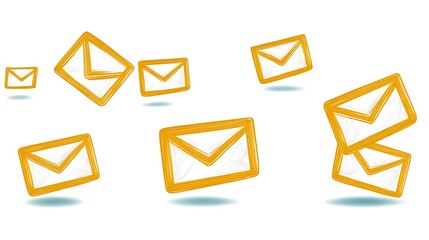 Golden Email Icons Floating.