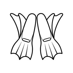 Minimal Swim Fins Outline Vector Drawing