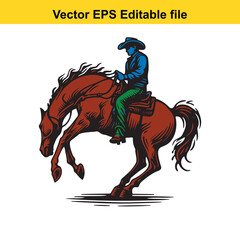 Bronco Buster Blaze: Retro Rodeo Vector Art for Posters, Logos & Merchandise