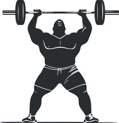 Naklejka premium Silhouette of a muscular man lifting a heavy barbell overhead in a strength training workout