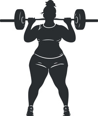 Silhouette of a woman performing a barbell squat exercise to build strength and muscle