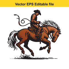 Bronco Buster Blaze: Retro Rodeo Vector Art for Posters, Logos & Merchandise