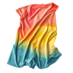 Rainbow Colored Minimalist Beach Towel Isolated on Transparent Background