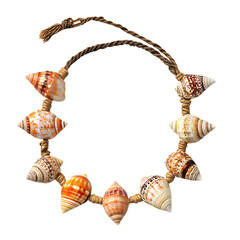 Trendy Rustic Shell Necklace with Assorted Natural Isolated on Transparent Background