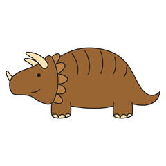 Cartoon Illustration of a Triceratops Dinosaur