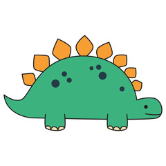 Cartoon Illustration of a Cute Stegosaurus