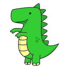 Cartoon Illustration of a Green Dinosaur