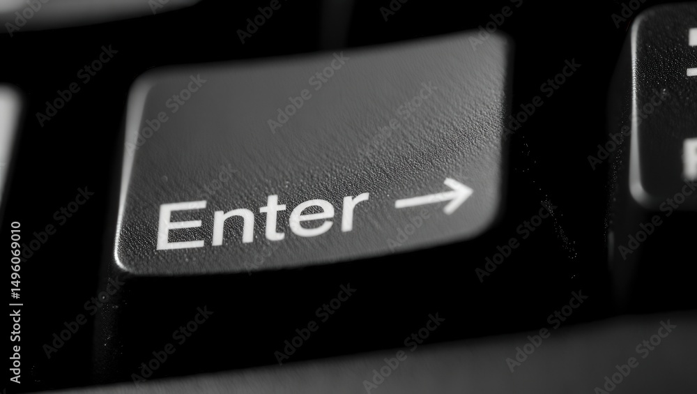 Poster keyboard with illuminated enter key.