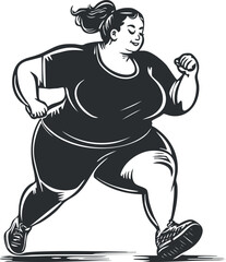 Fototapeta premium Plus size woman running outdoors in casual fitness clothing for exercise and healthy lifestyle