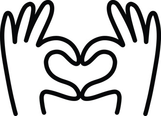 Obraz premium Hands Forming Heart Shape - Minimalist Line Art Illustration