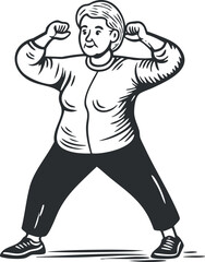 Elderly woman exercising in a strong pose showing fitness and healthy active lifestyle