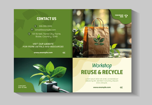 Beige And Green Reuse Recycle Eco Green Brochure Template