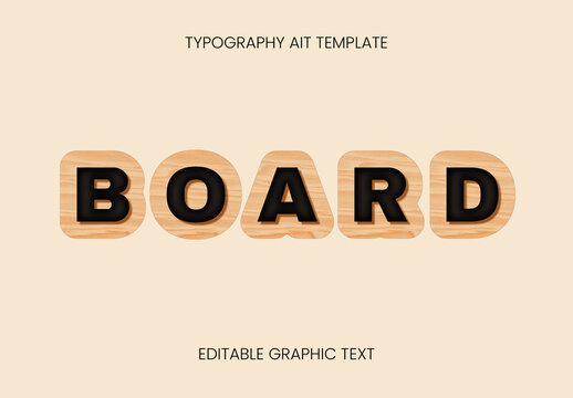 Brown And Beige Wood Font Board Style Black Font Bold Display Text Effect