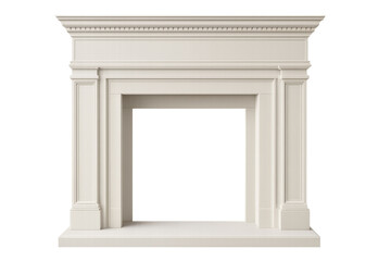 Fototapeta premium White empty classic fireplace with transparent background for interior design