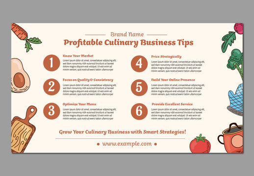 Red And Brown Profitable Culinary Business Tips Marketing Infographic Template