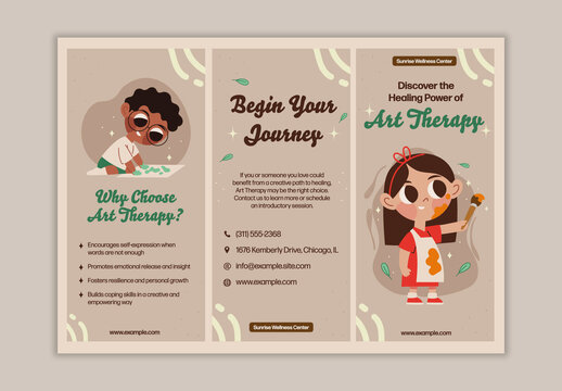 Brown And Green Art Therapy Wellness Counseling Brochure Template