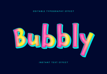 Pink And Blue Bubbly Font Playful Cartoon Comic Fun Text Effect