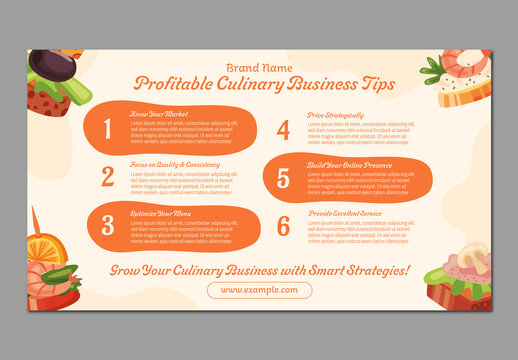 Orange And White Culinary Business Strategy Marketing Infographic Template