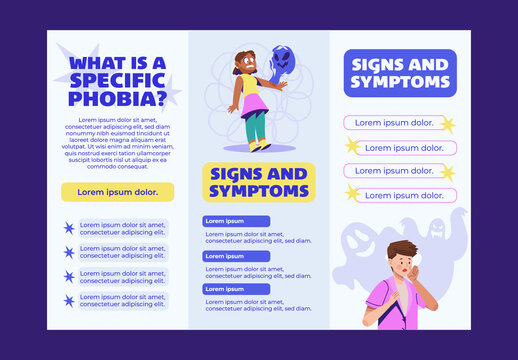 Purple And Yellow Mental Health Treatment Specific Phobia Brochure