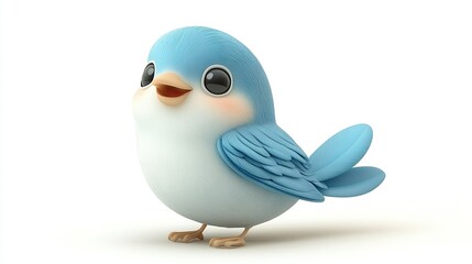 Little bird 3D cartoon vector icon, ideal for nature, animal, or whimsical design projects.