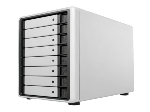 White server hard drive isolated on transparent background