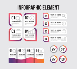 Colorful Infographic Element Collection, A collection of colorful infographic elements including step-by-step process 