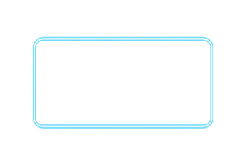 Light blue neon rounded rectangular frame glowing brightly against a transparent background, creating a stylish and modern design element