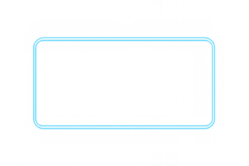 Light blue neon rounded rectangular frame glowing brightly against a transparent background, creating a stylish and modern design element