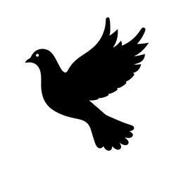 Black Silhouette of a Dove Ascending, Symbol of Peace and Serenity