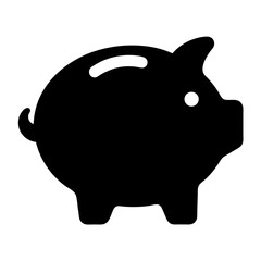 Black Piggy Bank Silhouette Representing Savings and Financial Security Icon