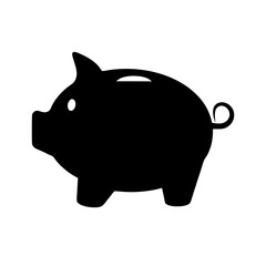 Black Piggy Bank Illustration for Finance and Savings on White Background