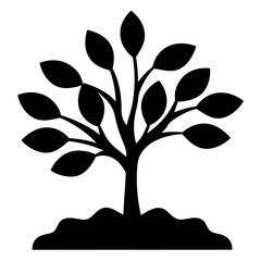 Obraz premium Monochrome image of a stylized tree sapling emerging from the ground