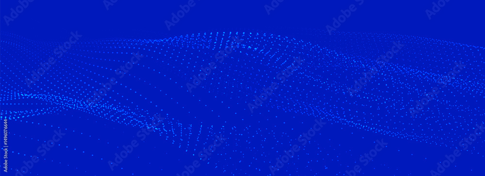 Poster futuristic dot wave. abstract digital particle wave. technology background. colored musical wave. li