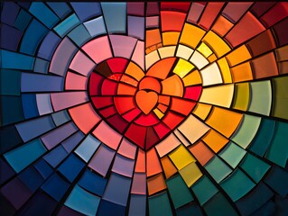 Fototapeta premium An abstract representation of love. This vibrant, stained-glass inspired design.