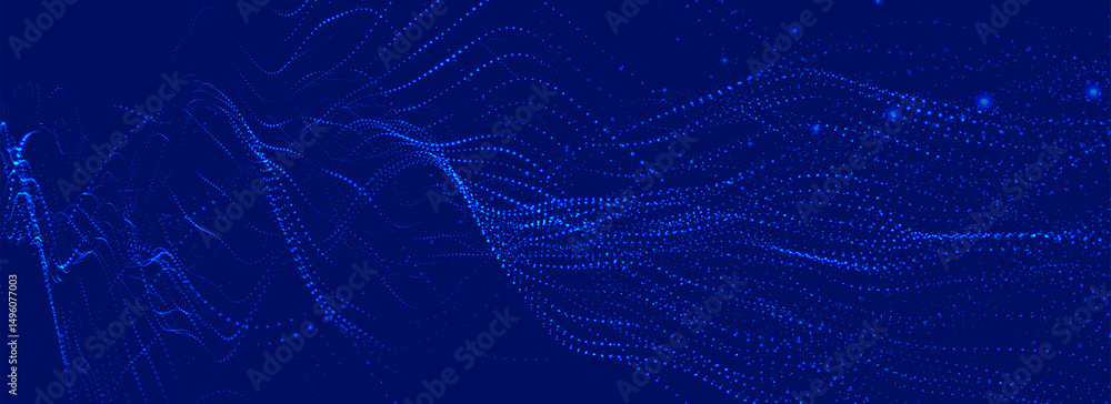 Poster futuristic dot wave. abstract digital particle wave. technology background. colored musical wave. da