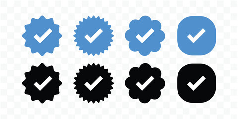 Verification icons, Verified badge. Verified badge profile set. Check mark icons. Vector illustration, EPS10