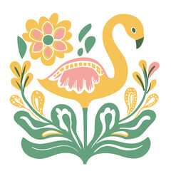 Boho style vector illustration of a flamingo