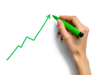 hand drawing upward graph