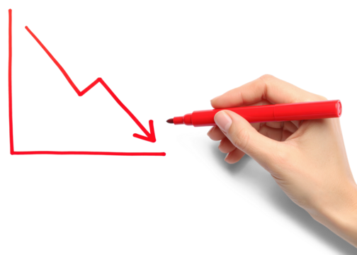 hand drawing downward graph