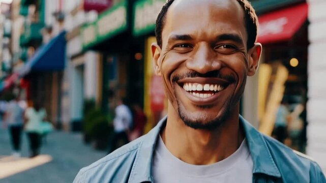 Confident man walking on street