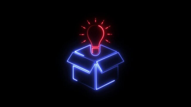 Marketing concept, the sum total of all external and internal factors that influence a business. Glowing neon line of Marketing icon isolated on background.