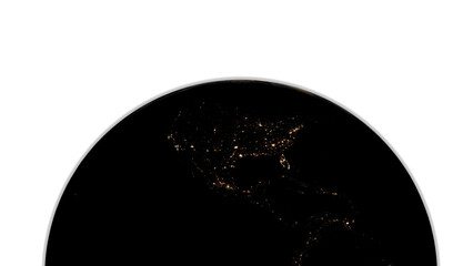 les États-Unis d'Amérique vus depuis l'espace, la nuit, avec les lumières des villes - rendu 3D sur fond transparent