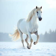 Fototapeta premium white horse running